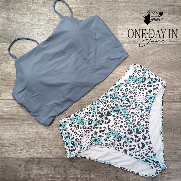 CharmLeaks Crop Top High Waist Bikini Swimsuit Size L - Picture 3 of 6